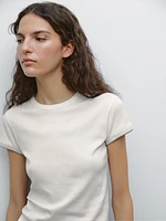 100% cotton contrast ribbed T-shirt