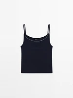 Top en maille à bretelles et dentelle