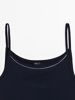 Top en maille à bretelles et dentelle