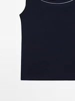 Top en maille à bretelles et dentelle