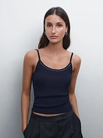 Top en maille à bretelles et dentelle
