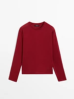 T-shirt slim fit à manches longues en coton