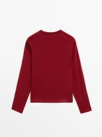 T-shirt slim fit à manches longues en coton