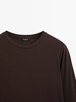 Slim-fit cotton T-shirt with long sleeves