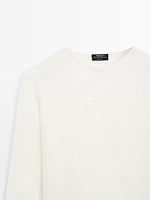 100% wool gathered neck T-shirt