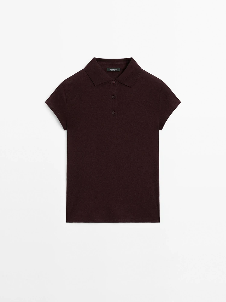 Short sleeve knit polo shirt