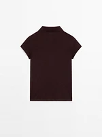 Short sleeve knit polo shirt