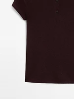 Short sleeve knit polo shirt