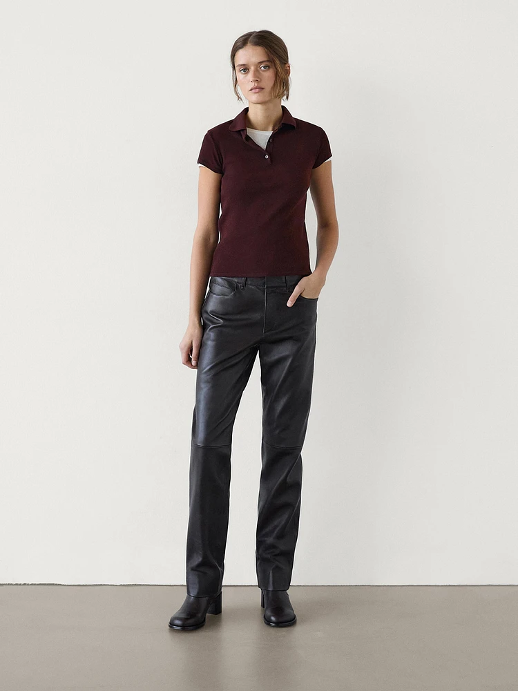 Short sleeve knit polo shirt