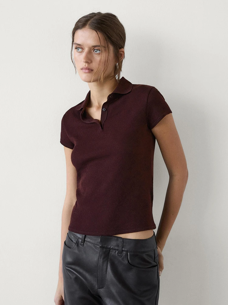 Short sleeve knit polo shirt