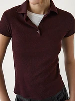 Short sleeve knit polo shirt