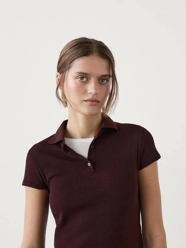 Short sleeve knit polo shirt
