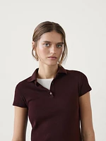 Short sleeve knit polo shirt