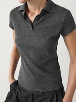 Short sleeve knit polo shirt