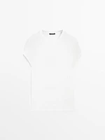 Double-layer cotton henley T-shirt