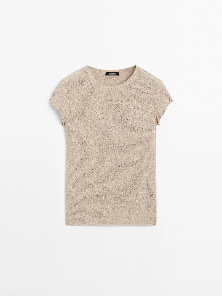 Knit T-shirt with wavy trim detail