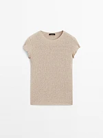 Knit T-shirt with wavy trim detail