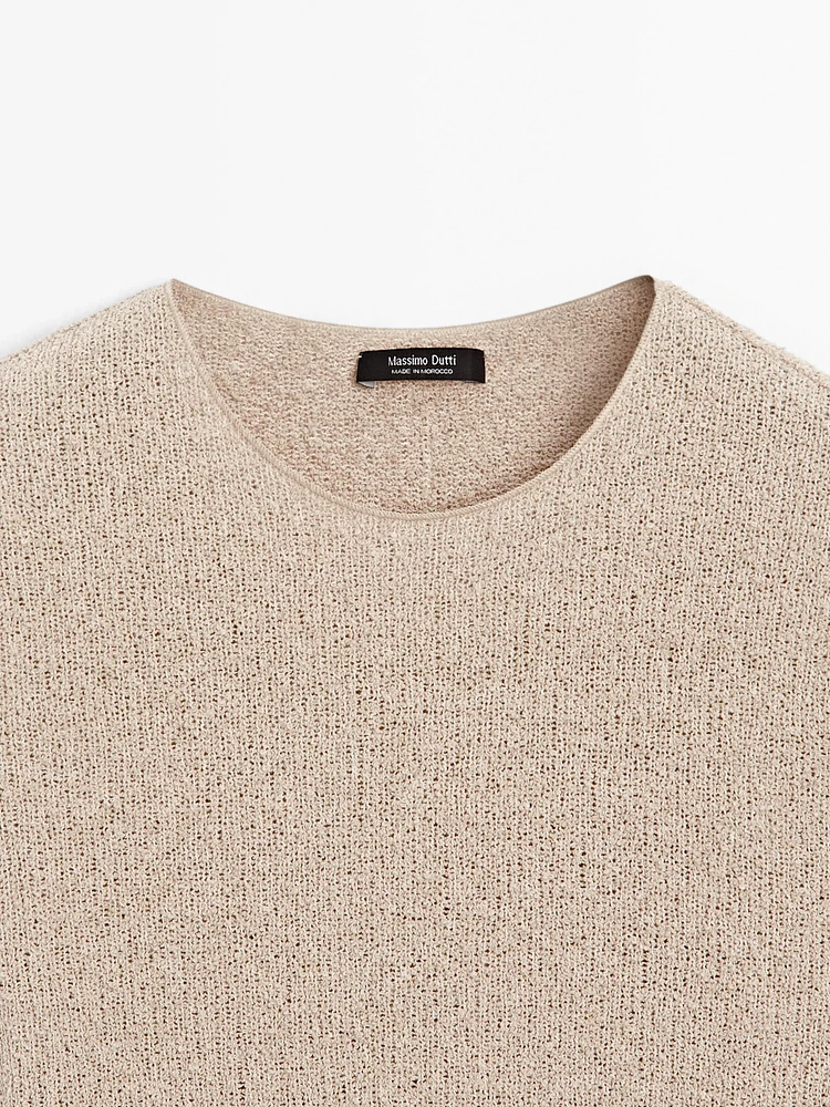 Knit T-shirt with wavy trim detail