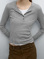 Double collar T-shirt with buttons