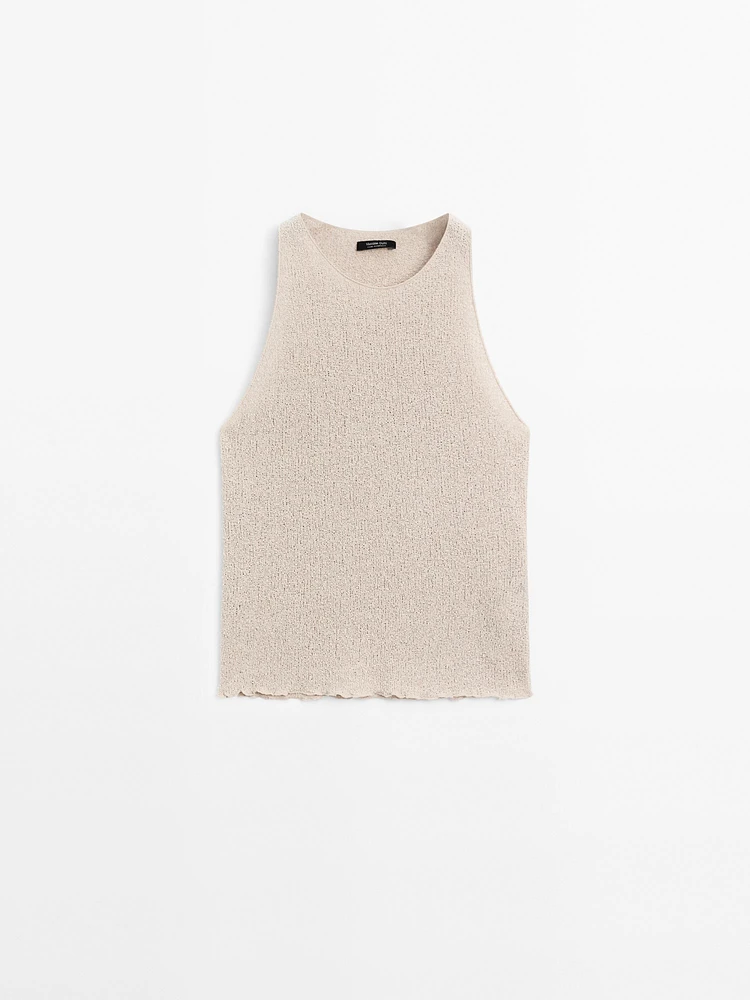 Textured knit halter top