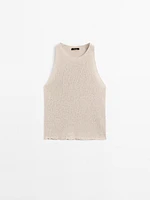 Textured knit halter top