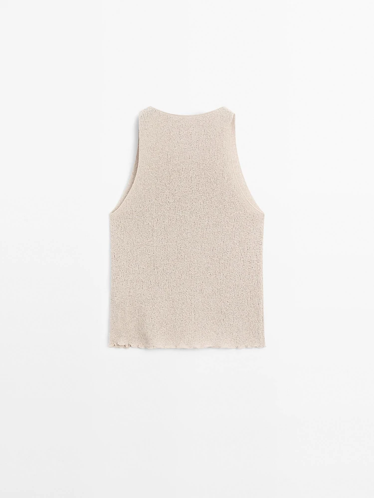 Textured knit halter top