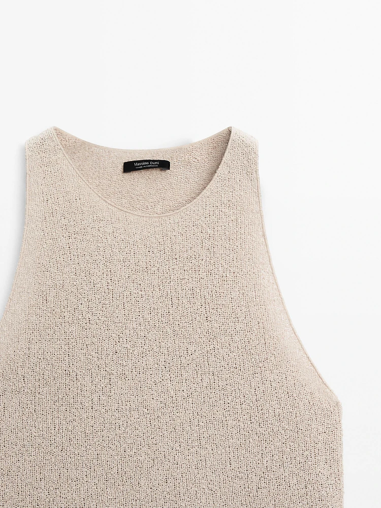 Textured knit halter top