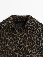 Short wool blend animal print coat