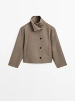 Wool blend high neck jacket