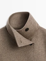 Wool blend high neck jacket