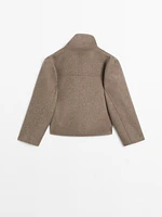 Wool blend high neck jacket