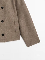 Wool blend high neck jacket