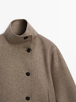 Wool blend high neck jacket