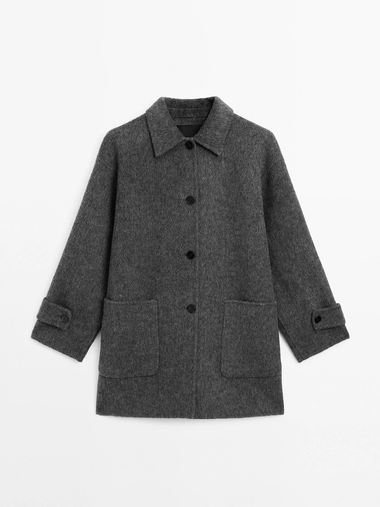 Manteau mi-long en laine mélangée