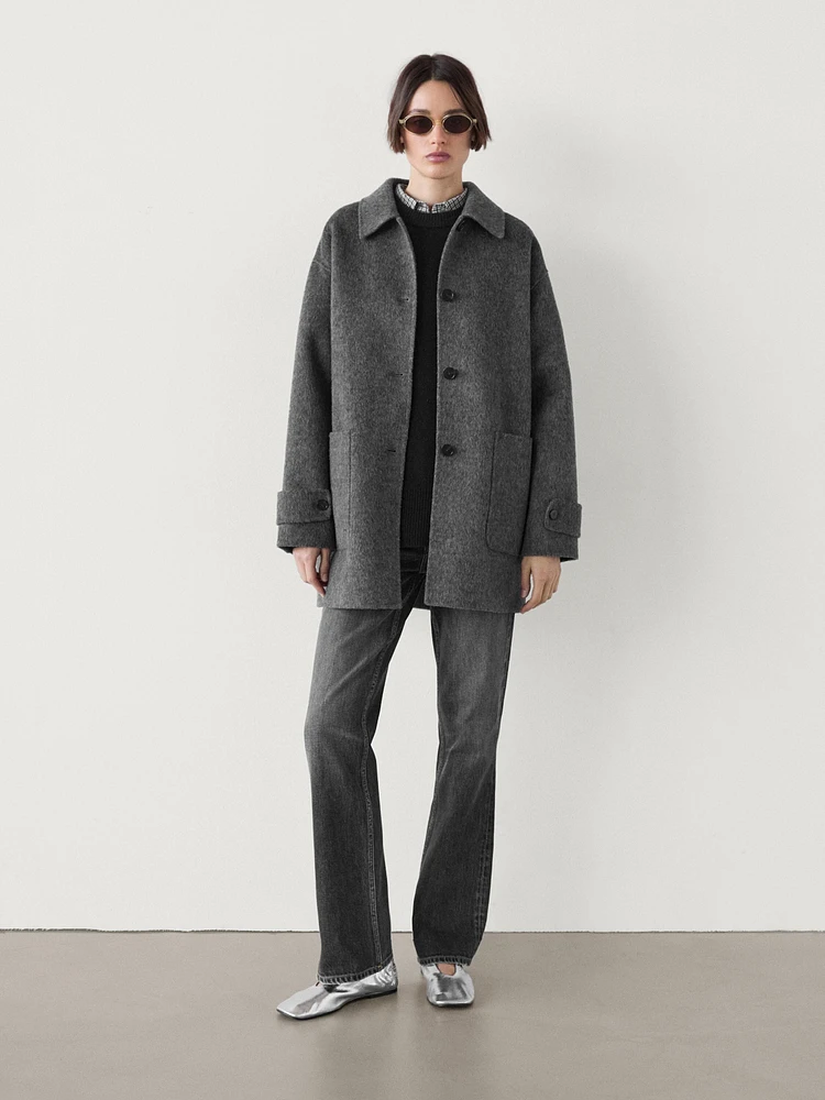 Manteau mi-long en laine mélangée