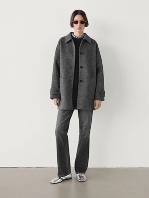 Manteau mi-long en laine mélangée