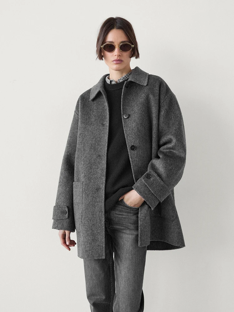 Manteau mi-long en laine mélangée