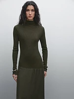 Contrast knit dress