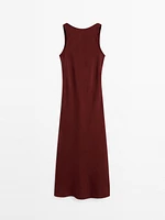 Satin halterneck midi dress