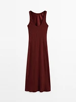 Satin halterneck midi dress