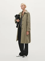 Long lightweight quilted trench coat