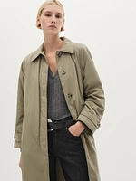 Long lightweight quilted trench coat