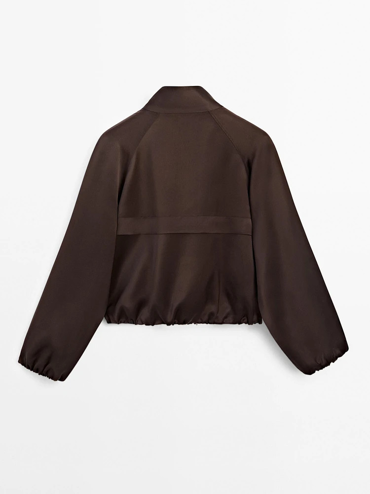 Veste bomber satinée et froncée