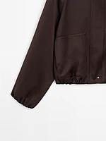 Gathered satin bomber jacket