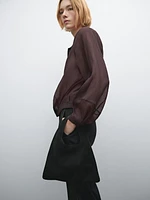 Flowing semi-sheer bomber jacket