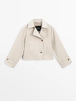 Short cotton blend trench coat