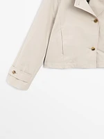 Short cotton blend trench coat