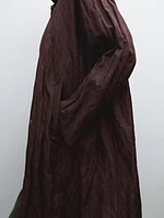 Burgundy trench coat crinkle fabric