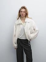 Flowing bomber jacket with voluminous detail