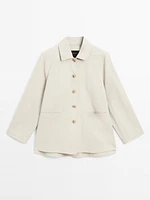 Cotton blend raglan sleeve trench coat